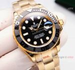 Swiss Quality Copy Rolex YachtMaster 40mm Yellow Gold Black Bezel Watch in Citizen